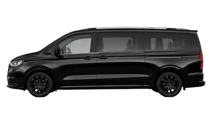 Black 7 seater people carrier, side view
